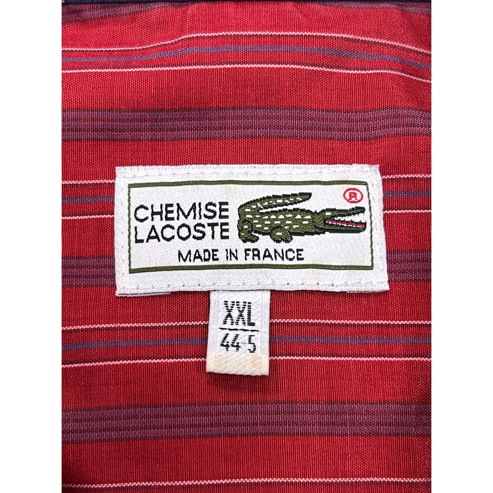 Vintage Chemise Lacoste Mens XXL Red Striped Short Sleeve Button Down Shirt - Picture 3 of 15